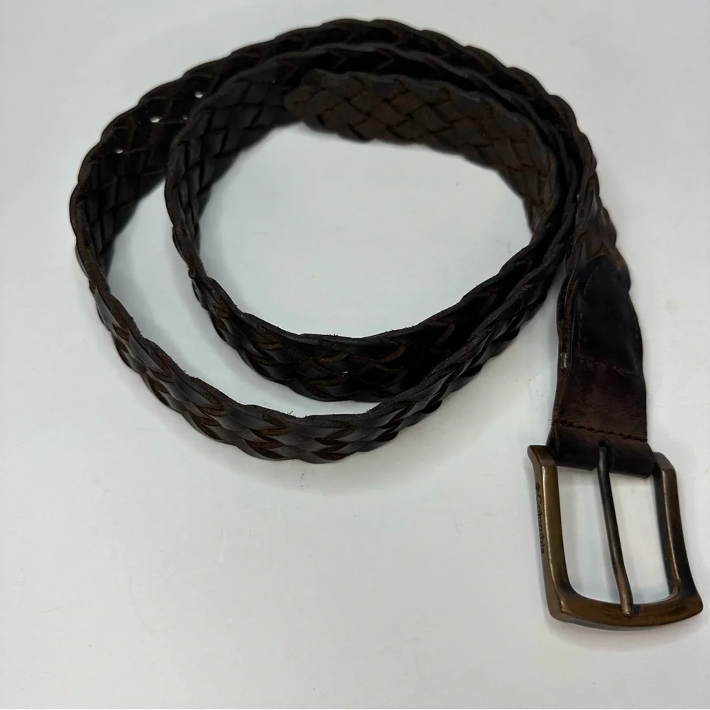 Columbia Men’s Braided Brown Leather Belt Mens 38/95 11CO0408 Brass Buckle
